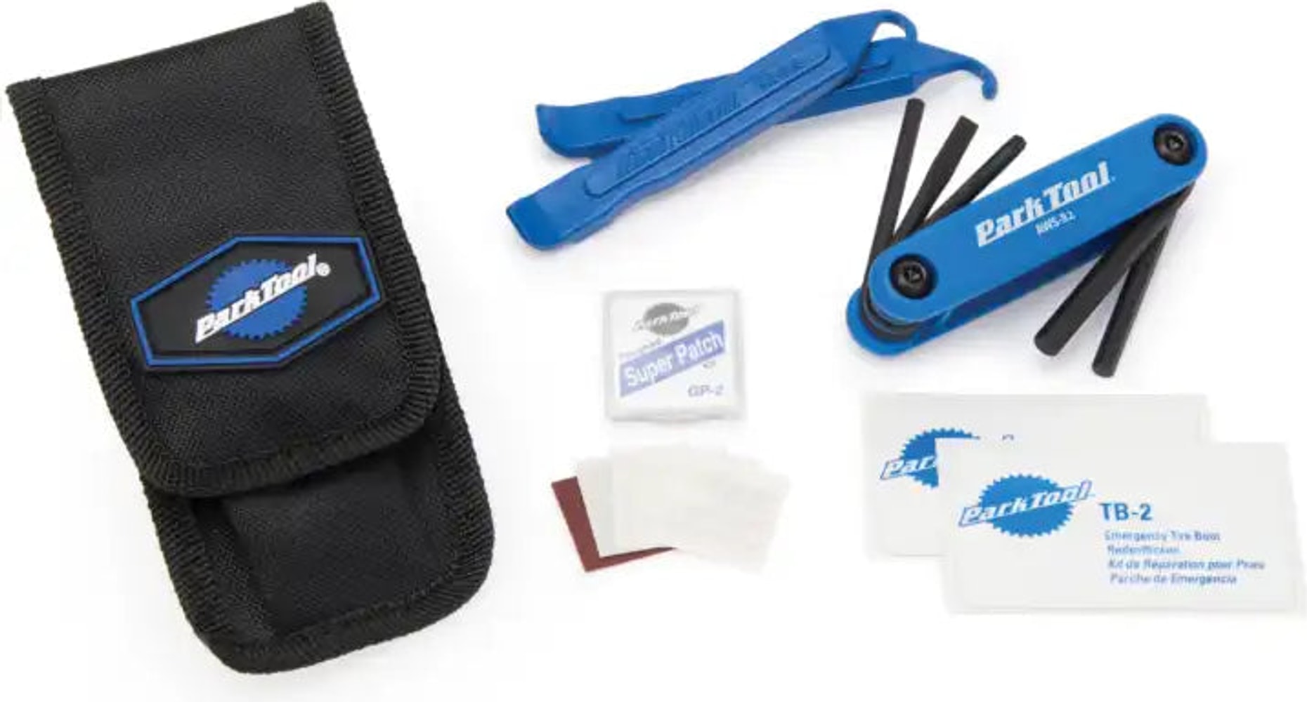 Park Tool WTK-2 Essential Tool Kit accessories with various cycling tools and equipment in a compact, organized set.