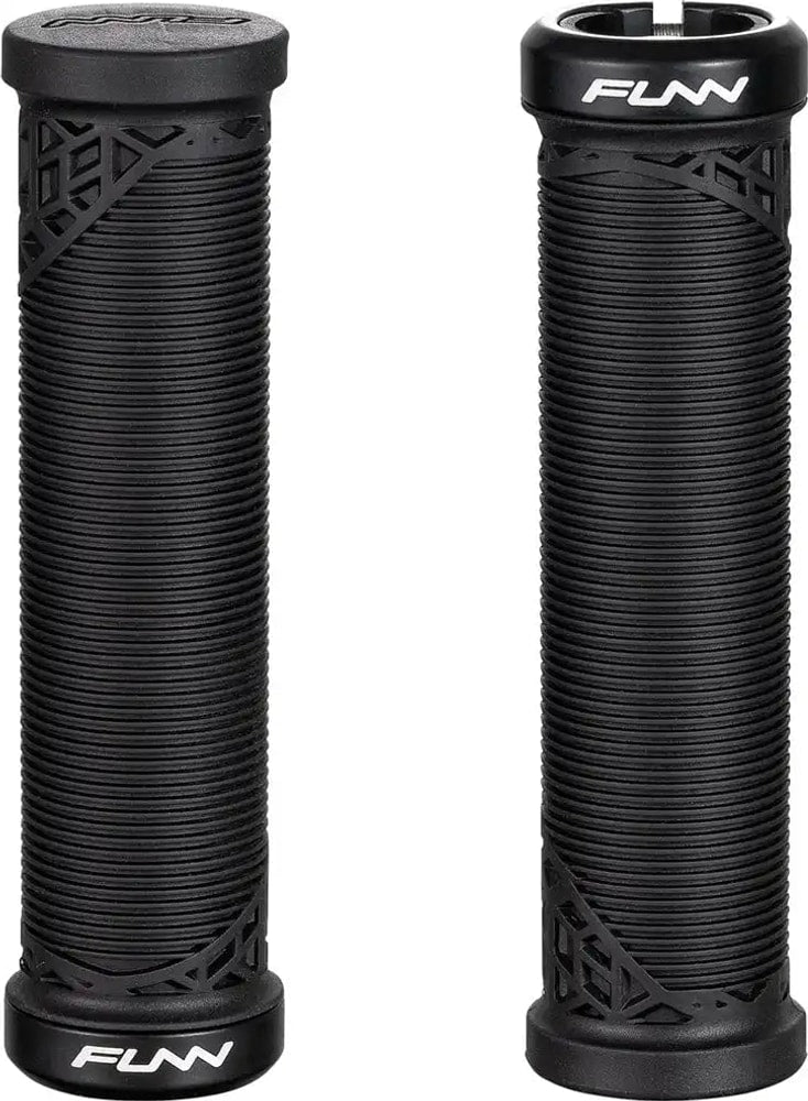 FUNN Hilt Junior Lock-On MTB grips, colorful rubber handle accessories with secure locking system for mountain biking.