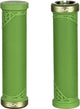 FUNN Hilt Junior lock-on MTB grips shown on a bike handlebar, featuring ergonomic design and vibrant color accents.