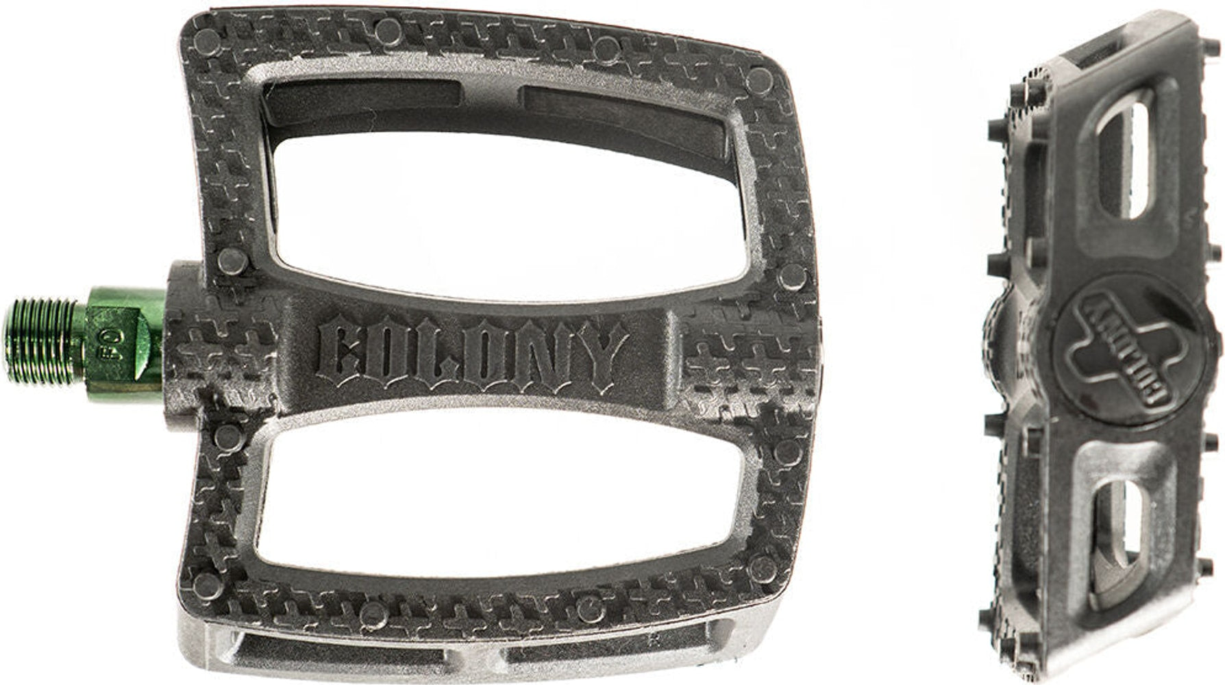 Colony Fantastic BMX pedals shown with metal body and grip pins, designed for BMX bike parts and performance.