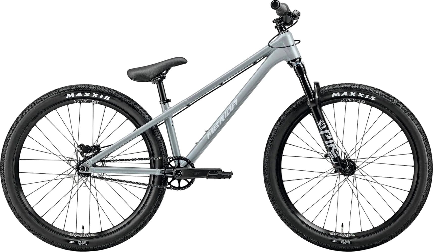 Merida Dirt Jump Bike 2027 Dirt 700 with sturdy frame and knobby tires, designed for off-road and dirt trail riding.
