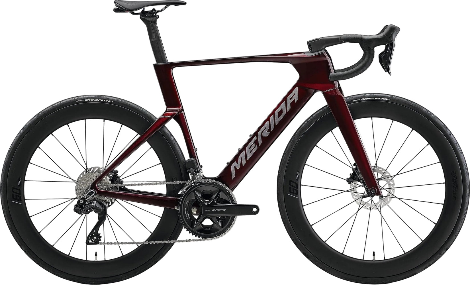 Merida Reacto 6000 road bike with lightweight frame, drop handlebars, and sleek design for performance cycling.
