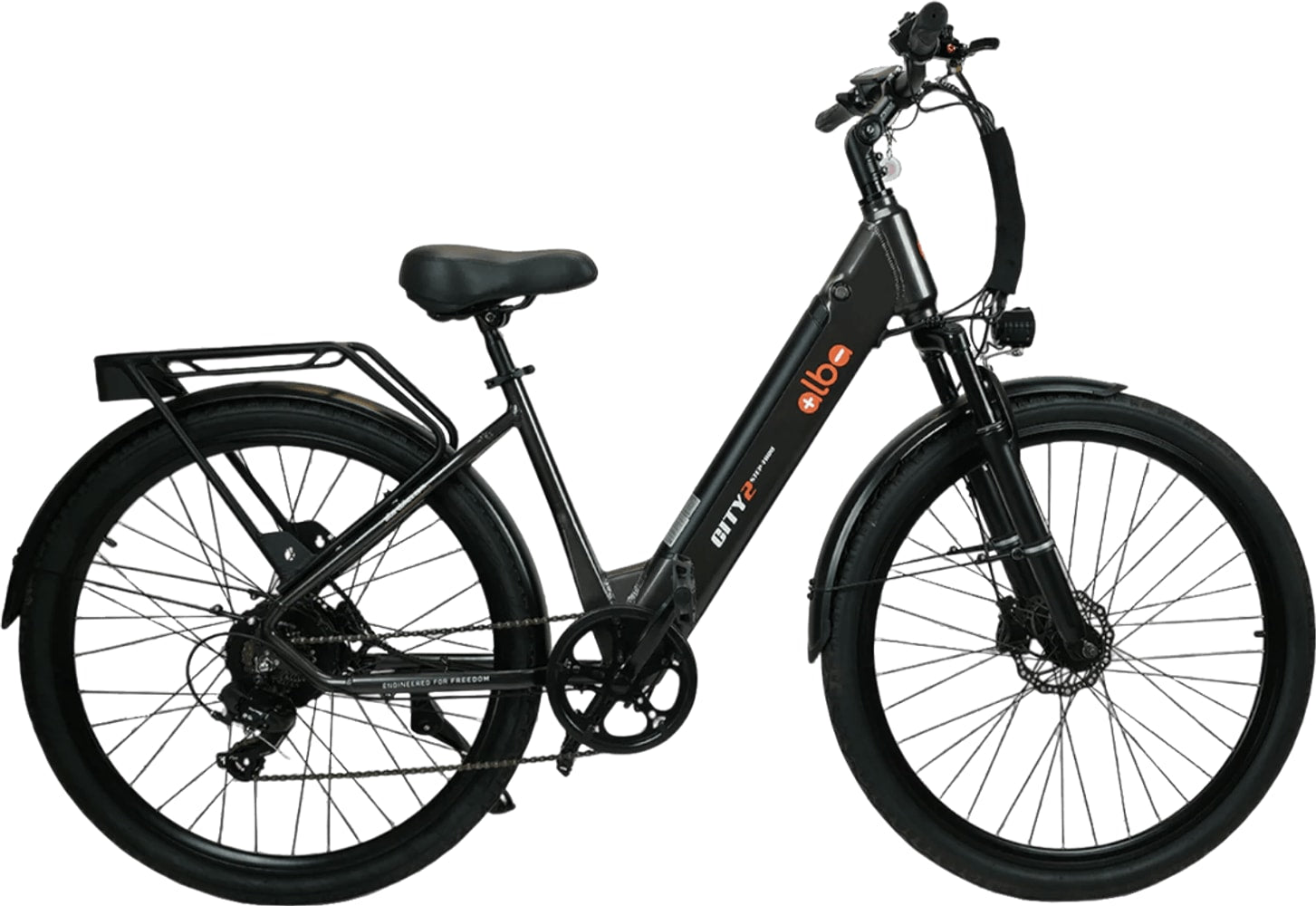 TEBCO 2026 Discovery ALBA e-bike with sleek frame and electric motor, ready for urban cycling adventures.