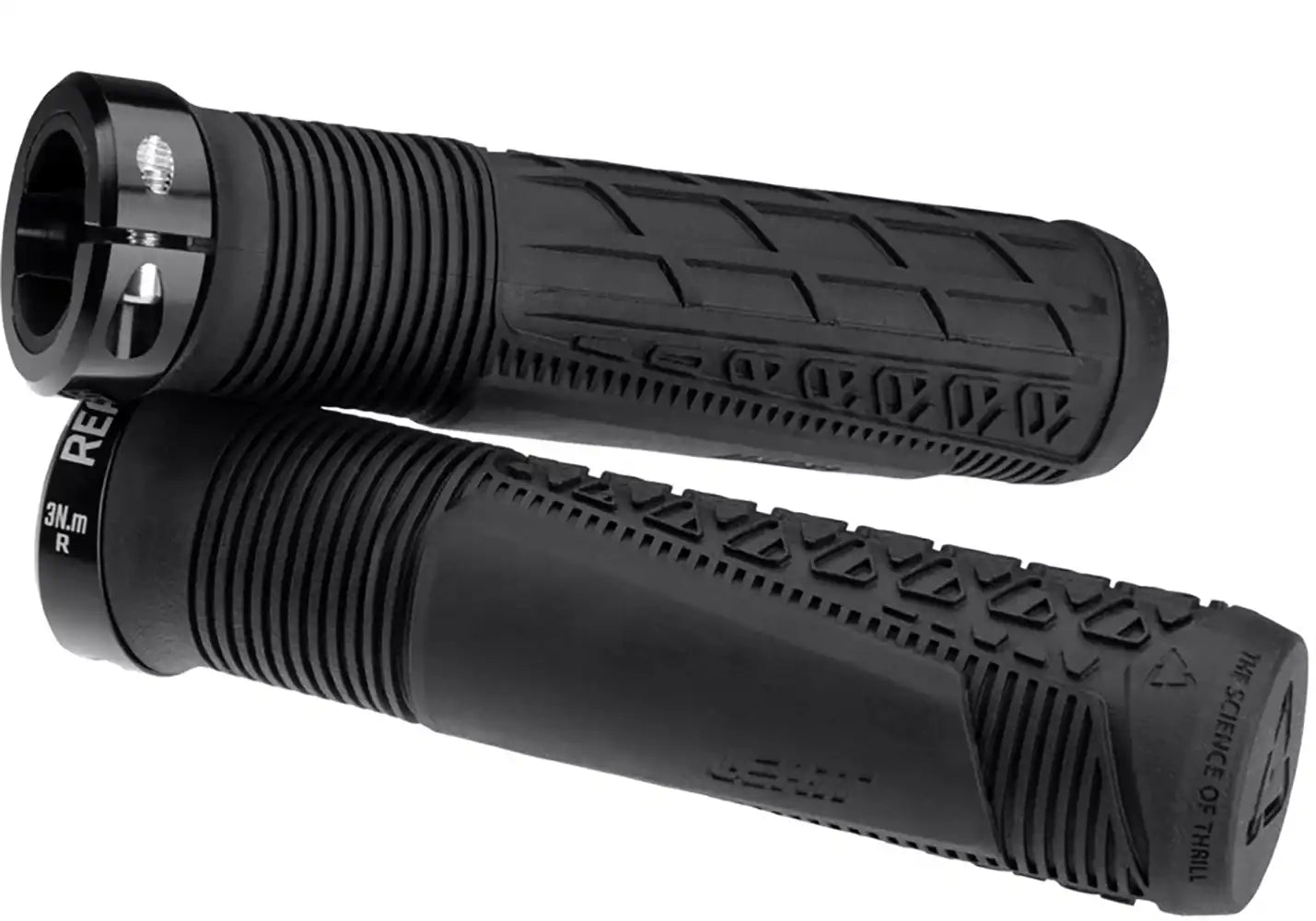 Leatt ReaFlex 6.0 Lock-On MTB grips with textured rubber surface and aluminum lock-on rings for secure mountain biking handlebar grip