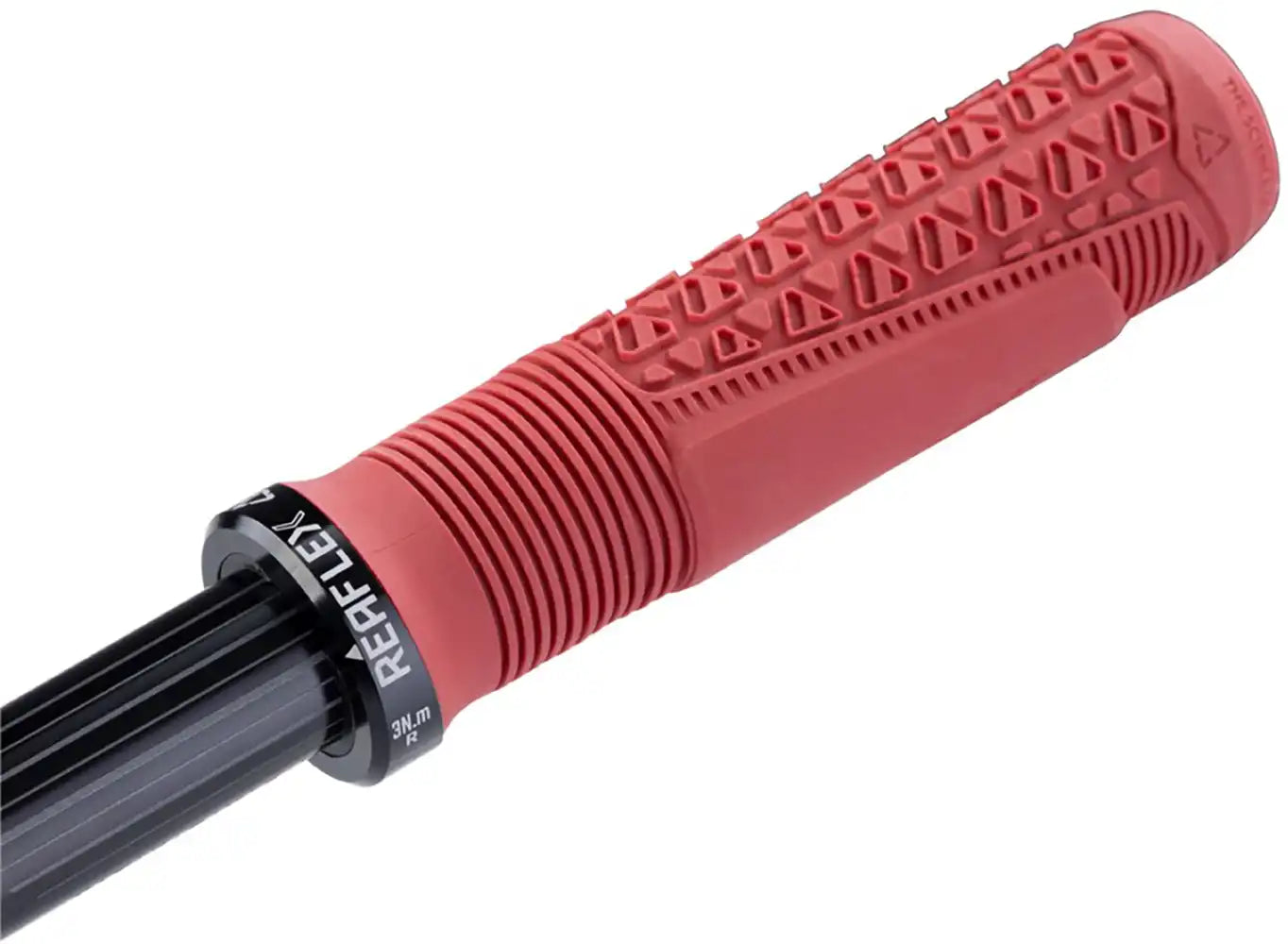 Leatt ReaFlex 6.0 Lock-On MTB grips with textured rubber handles and locking mechanisms for mountain biking comfort and control.