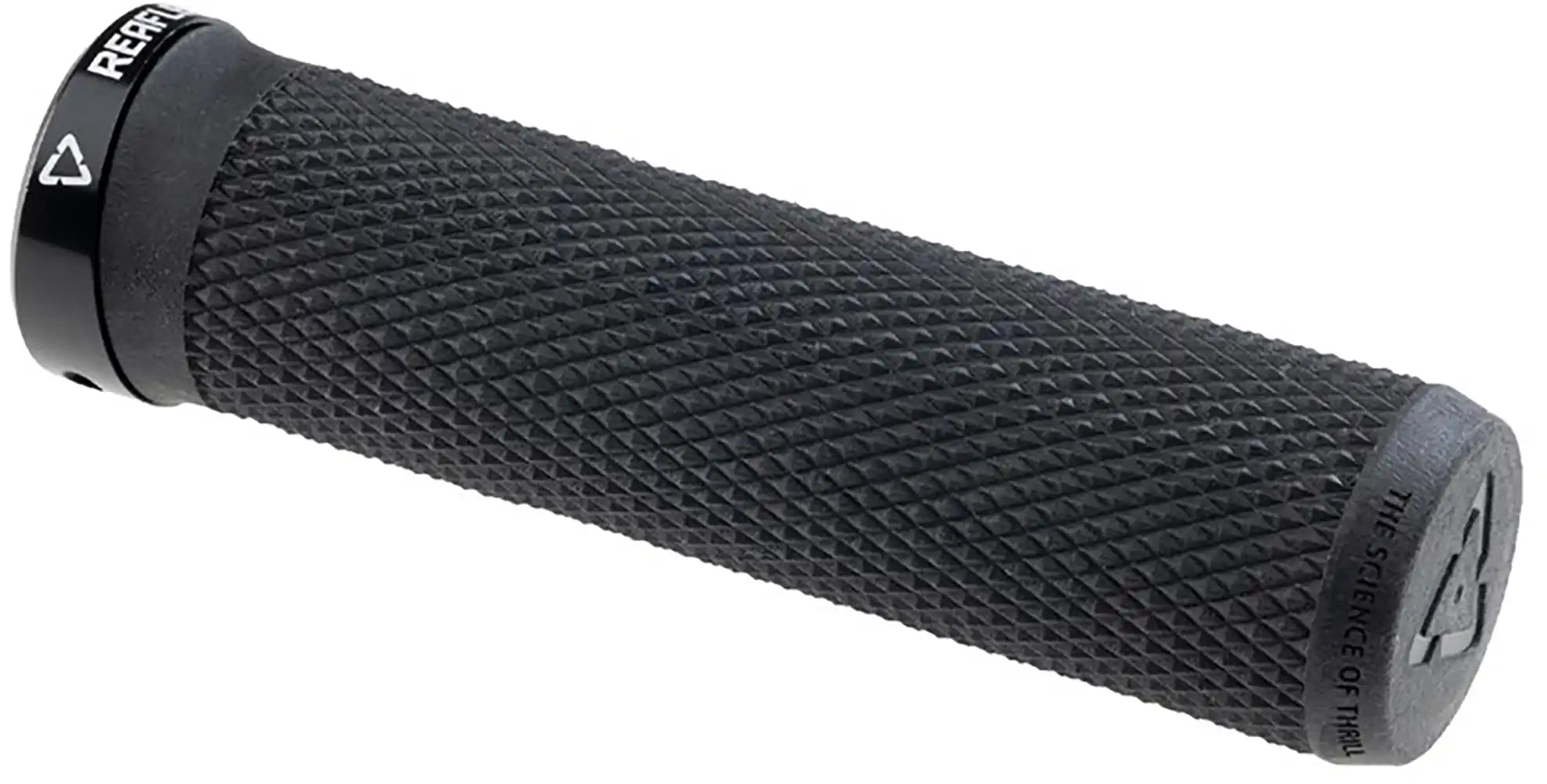 Leatt ReaFlex 6.0 Diamond Lock-On MTB grips in black with textured diamond pattern, designed for mountain bike handlebar comfort.