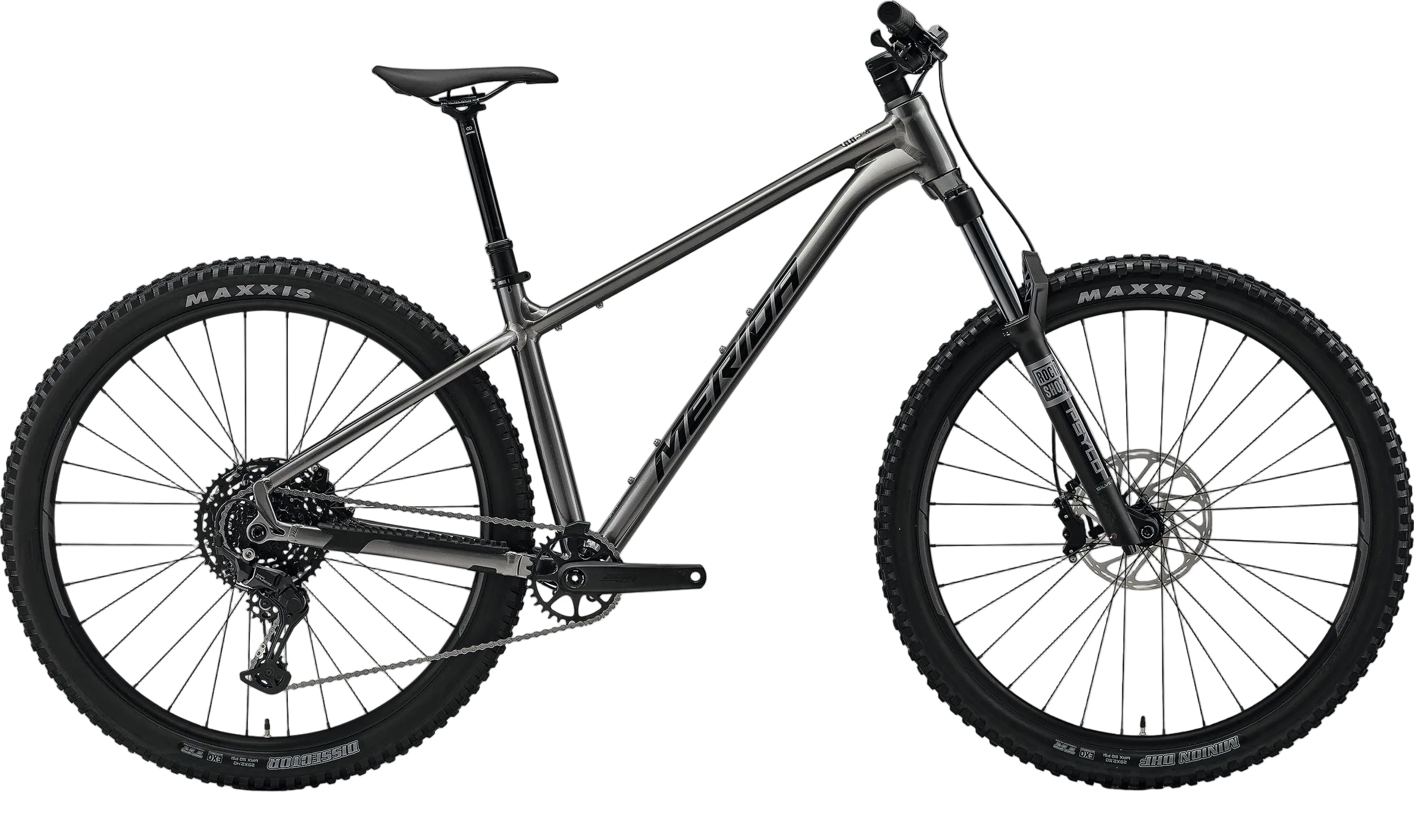 Merida Big Trail 500 hardtail mountain bike with gray and black frame and 26-inch wheels, suitable for trail riding.