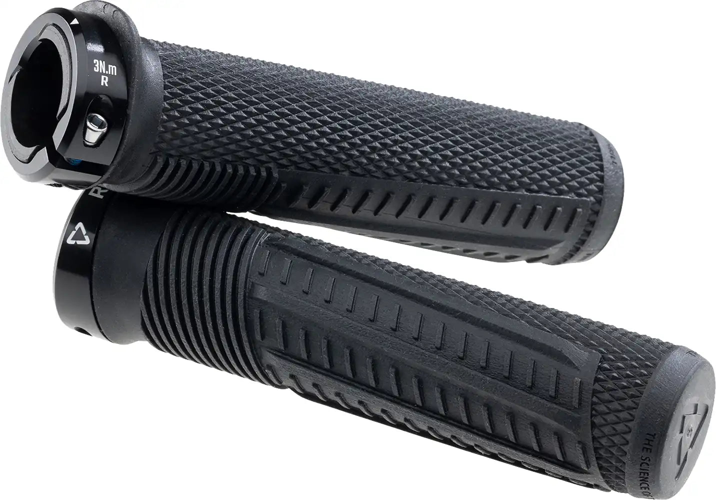 Leatt ReaFlex 6.0 Half Waffle Lock-On MTB grips in black, 30mm thin design, with textured half waffle pattern for mountain biking.