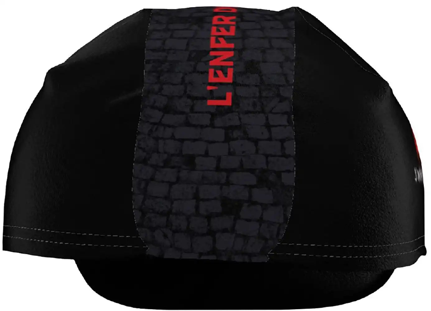 Santini Paris Roubaix men's cycling cap in lightweight fabric with branding and adjustable strap, designed for riding comfort.