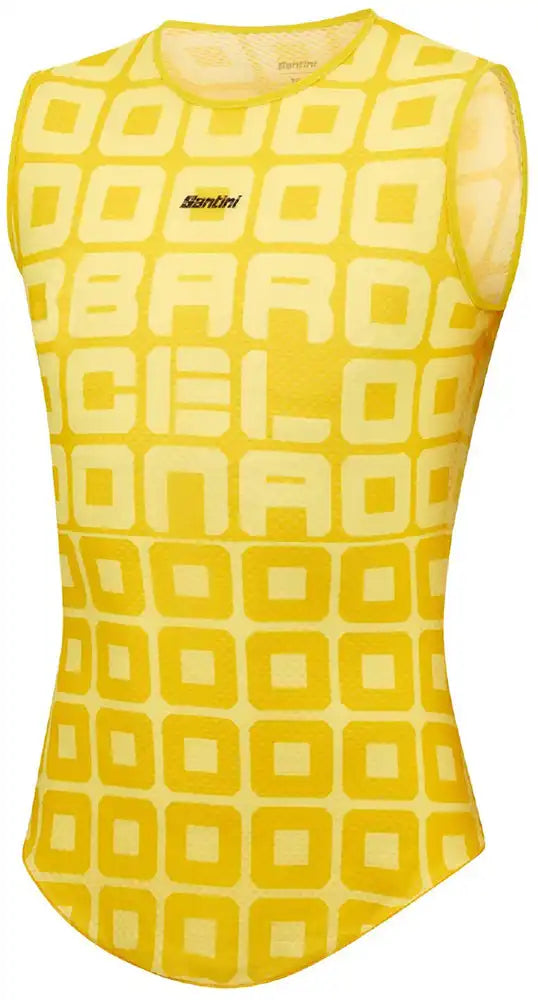Santini TDF Grand Depart Barcelona SL men's cycling base layer, lightweight moisture-wicking clothing for cycling performance.