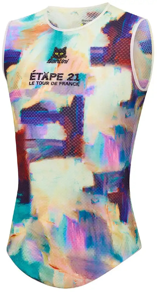 Santini TDF Arrivee Montmartre SL men's cycling baselayer, lightweight and breathable clothing for comfort during rides.