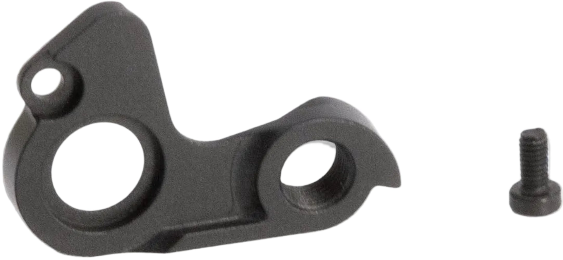 BMC derailleur hanger 84, bike parts component, close-up image showing silver metal dropout with hanger attachment point