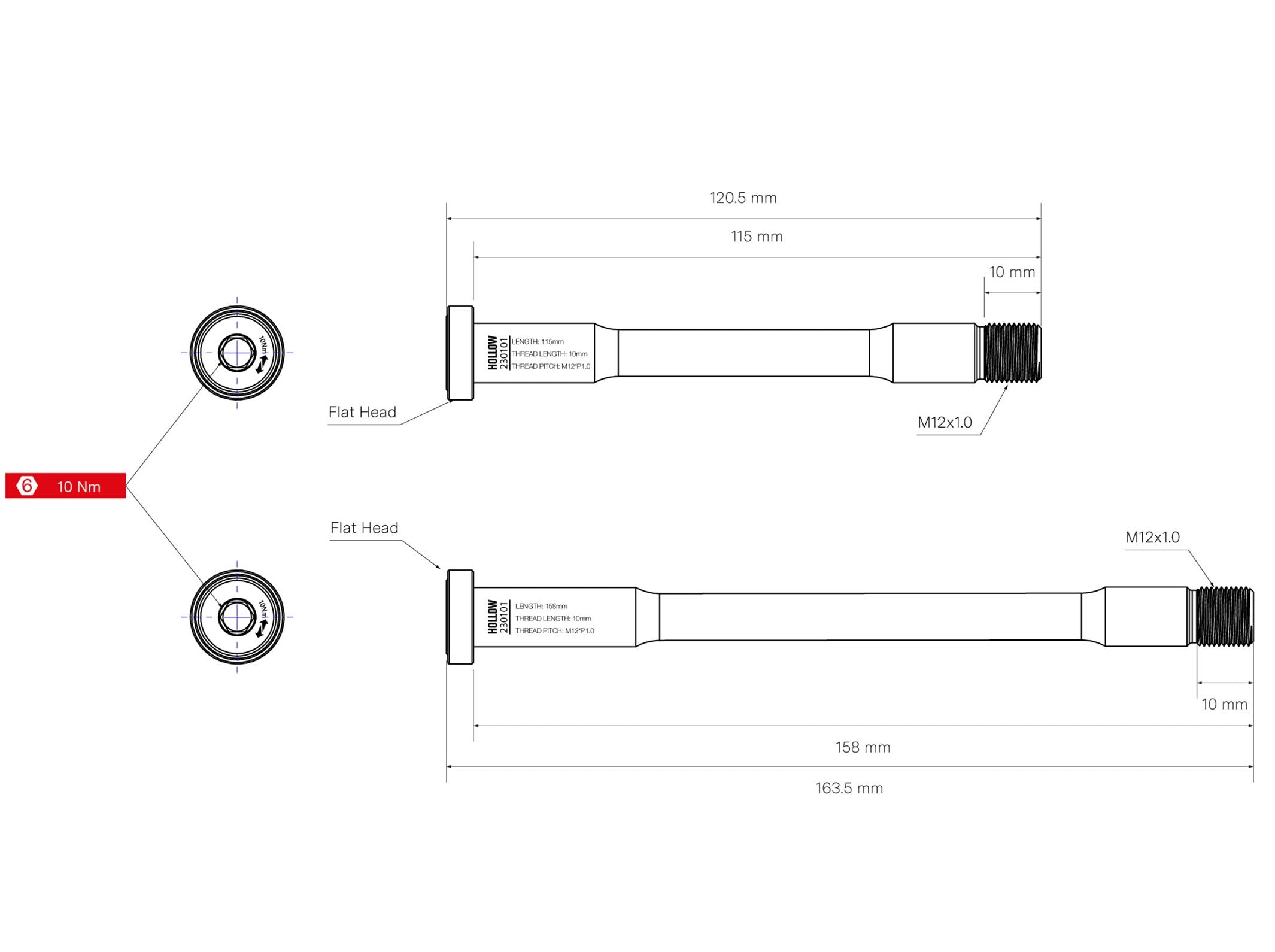 Black BMC Thru Axle Kit 12 for bike parts, showing the spare axle components and hardware in detailed view.