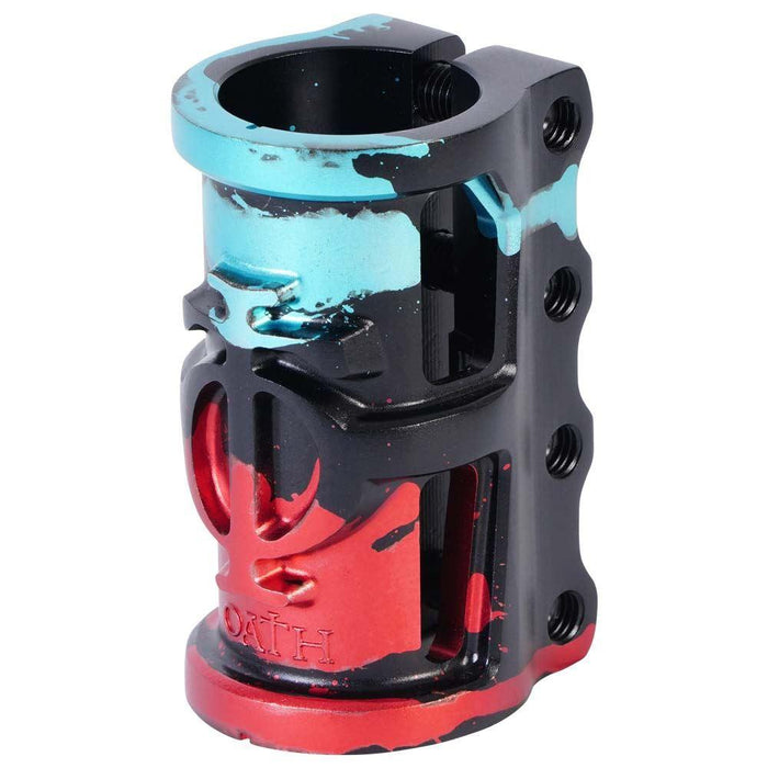 Oath Cage V2 4-Bolt SCS Scooter Clamp Black/Teal/Red | ABC Bikes