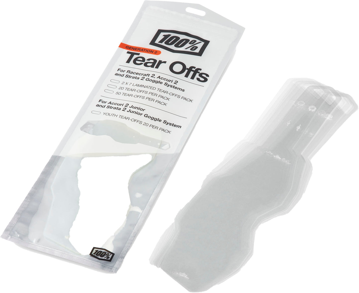 100% Accuri 2 / Strata 2 Youth Goggles Standard Tear Offs - ABC Bikes