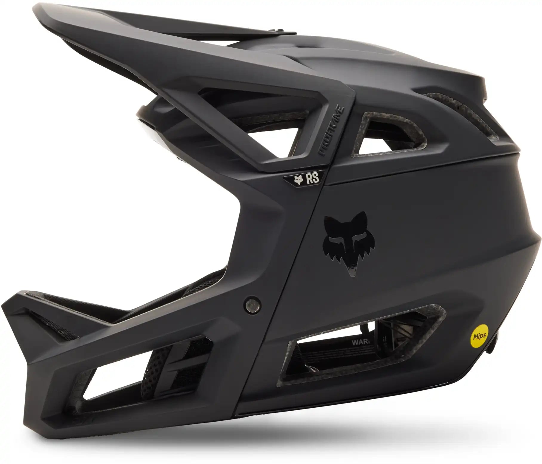 Fox Proframe RS MIPS full face helmet with ventilation and secure strap, designed for mountain biking and trail riding.