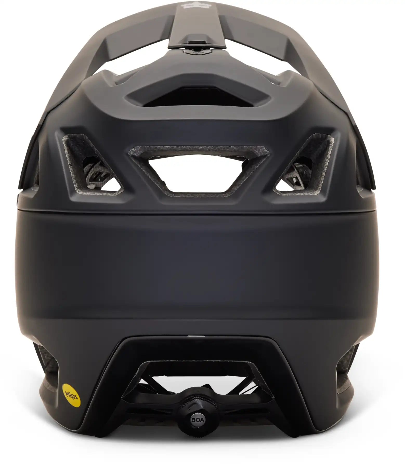 Fox Proframe RS MIPS full face helmet with vents and adjustable straps, designed for mountain biking safety and comfort.