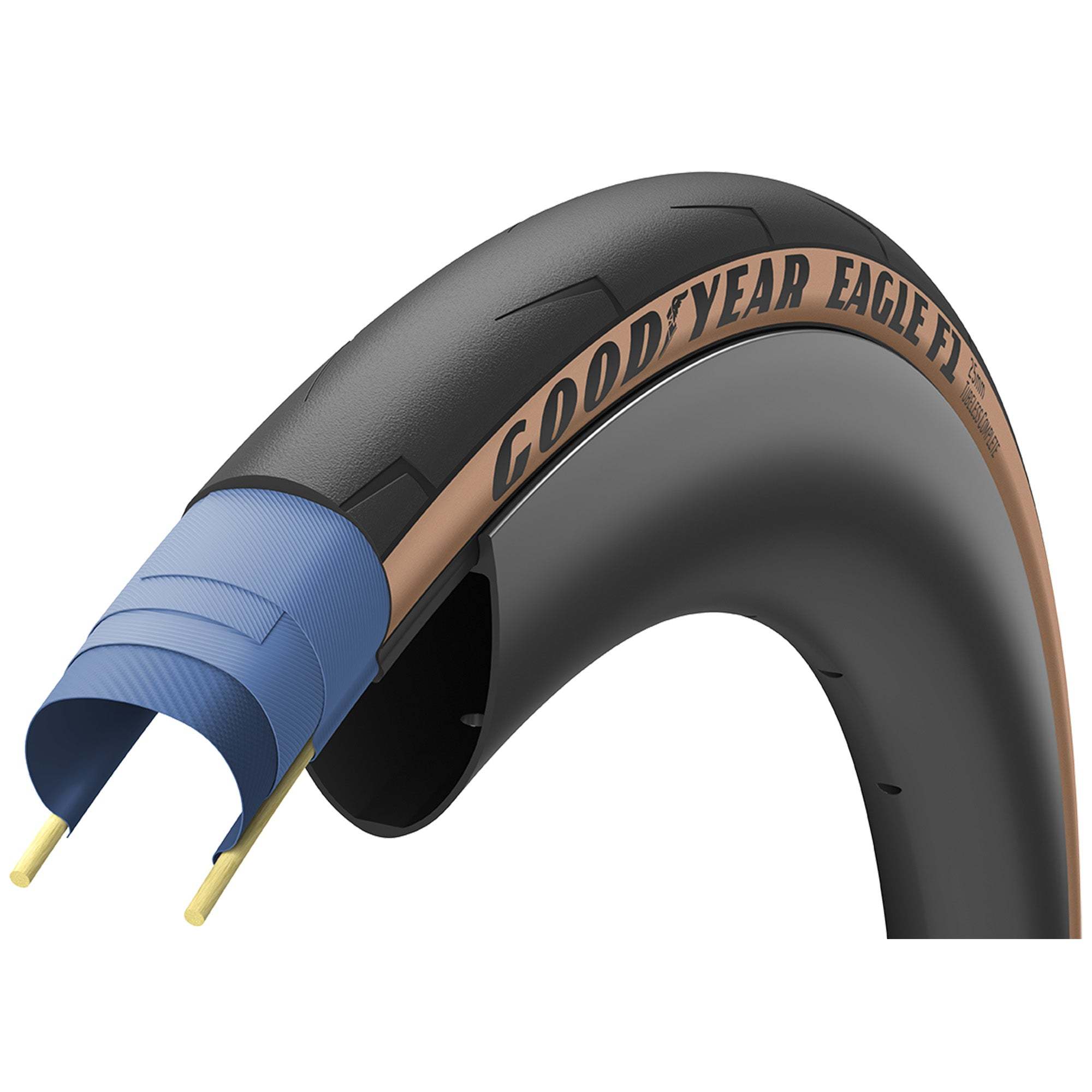 Goodyear Eagle F1 Tubeless Folding Road Tyre 700 x 25 Tan | ABC Bikes