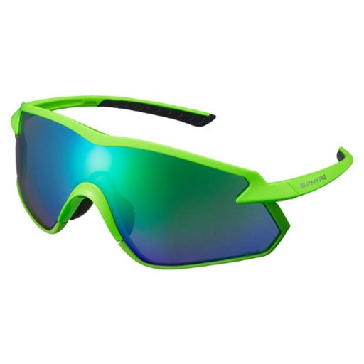 Shimano S-Phyre X Polarized Glasses Neon Green / Green MLC | ABC Bikes
