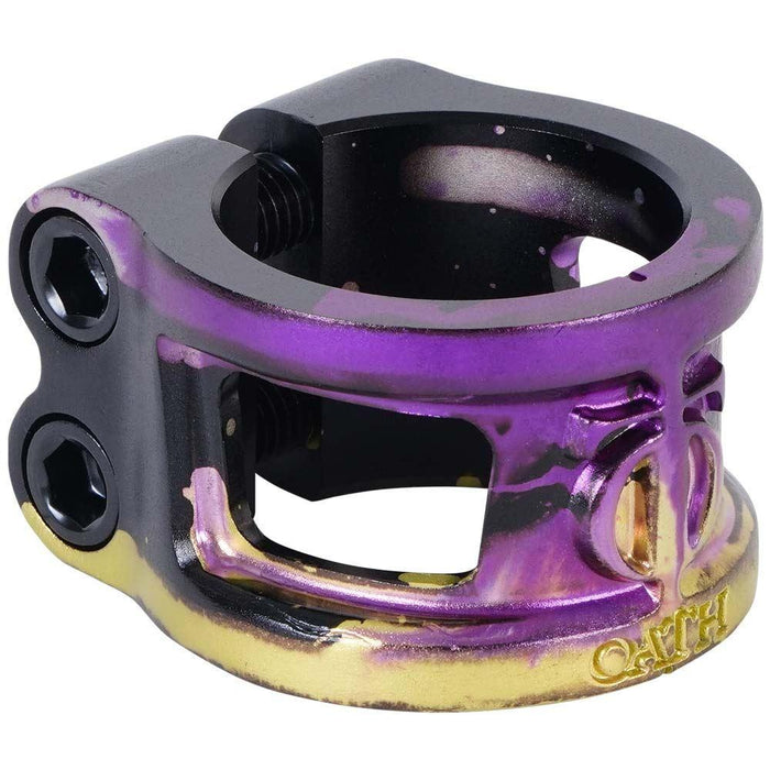 Oath Cage V2 2-Bolt Scooter Clamp Black/Purple/Yellow | ABC Bikes