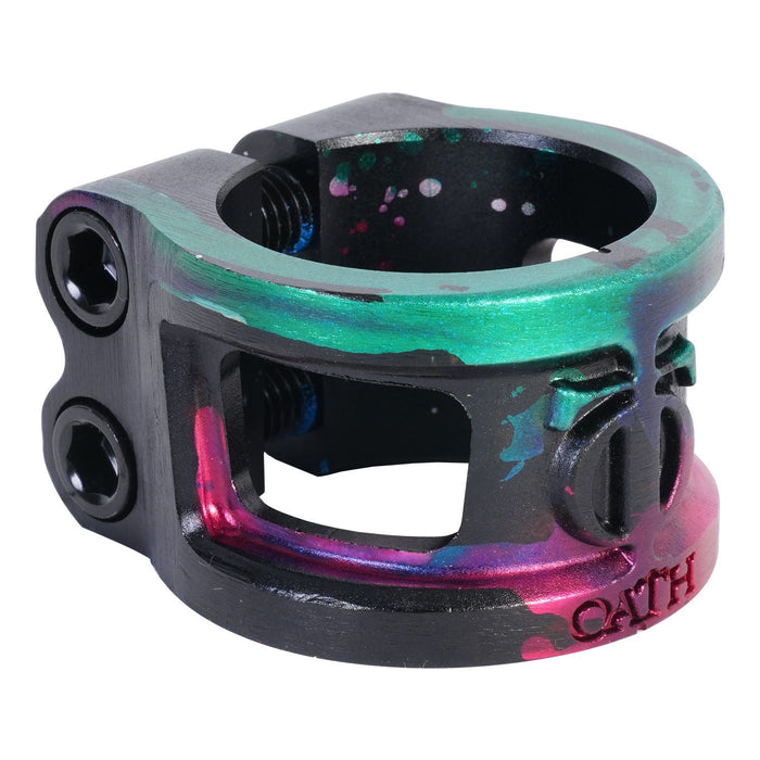 Oath Cage V2 2-Bolt Scooter Clamp Green/Pink/Black | ABC Bikes